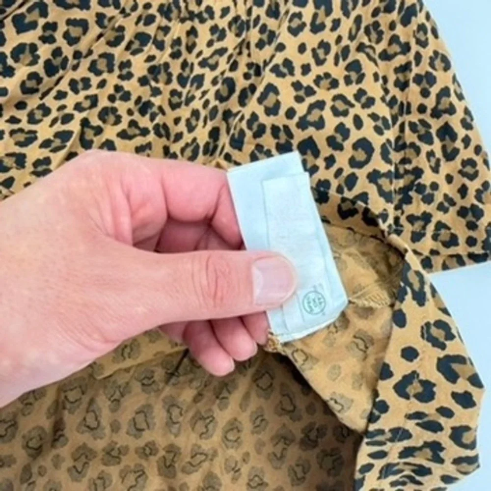 Old Navy Girls Leopard Print Tiered Mini Skirt Smocked Waist Brown Black L 10-12